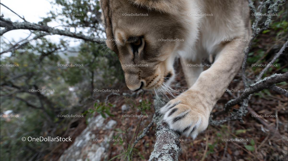 Young Lion Cub Exploring the Wilderness