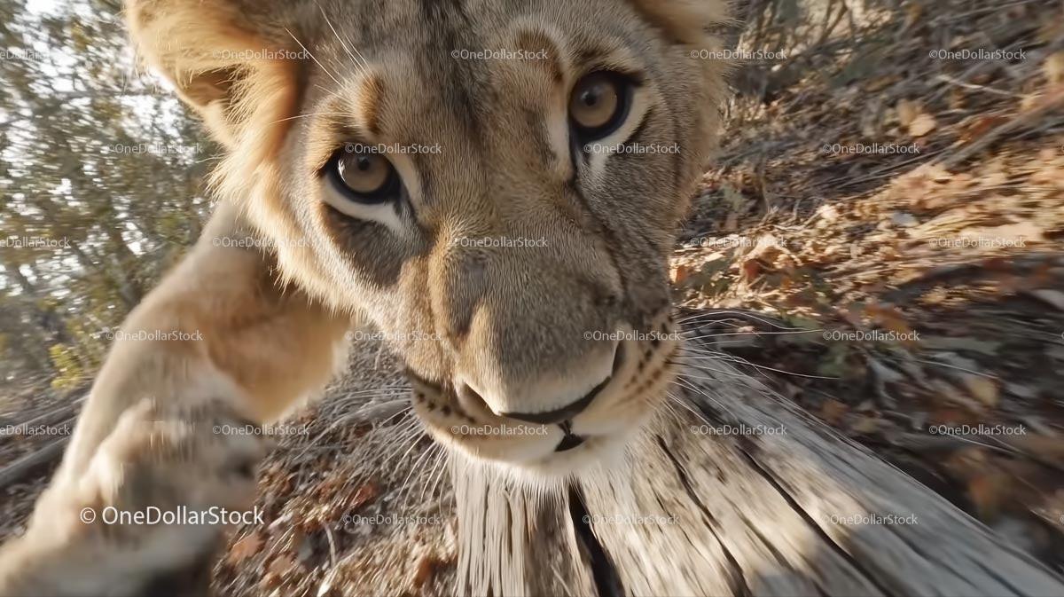 Curious Lioness in Natural Habitat Close-Up