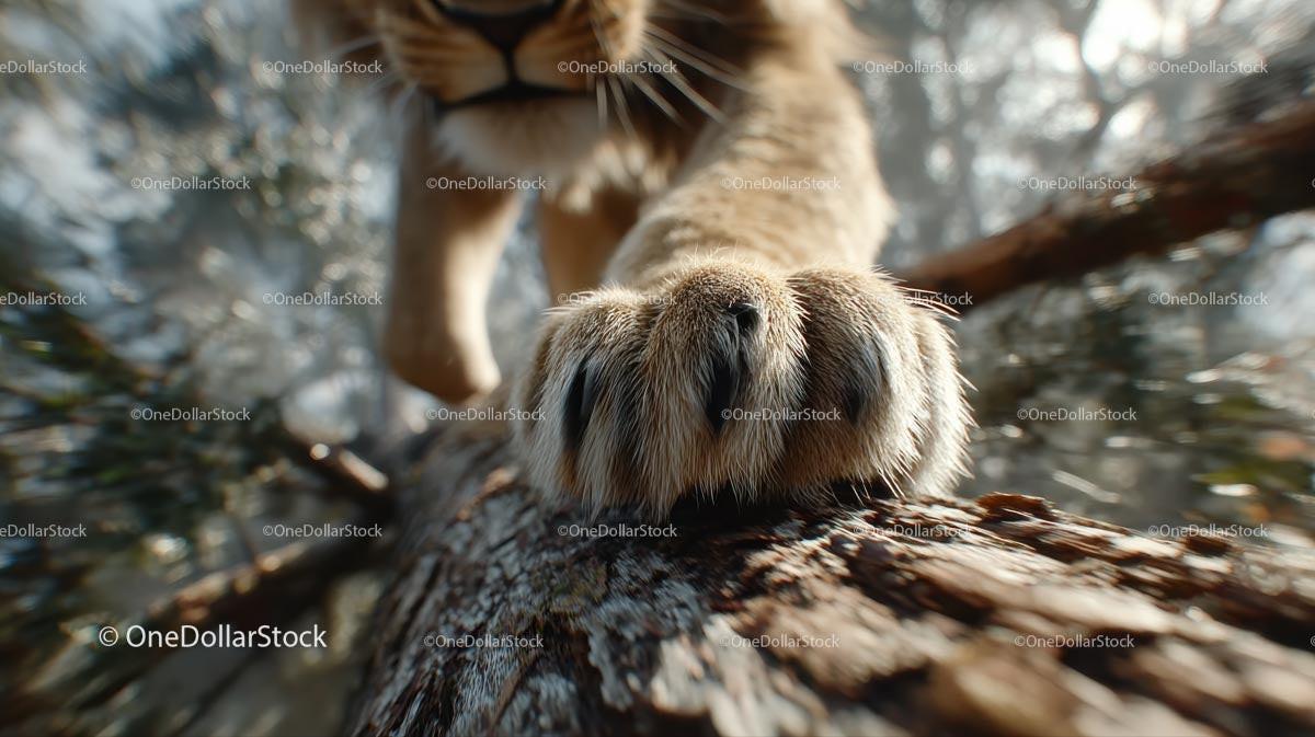 Close-Up of Tiger's Paw on a Tree Branch