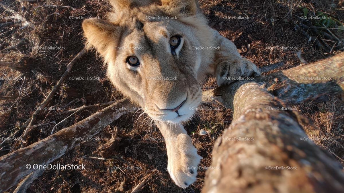 Close-Up of Majestic Lion in Natural Habitat