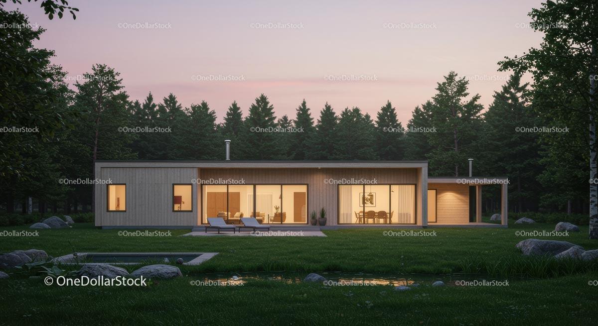 Modern Forest Retreat with Minimalistic Design