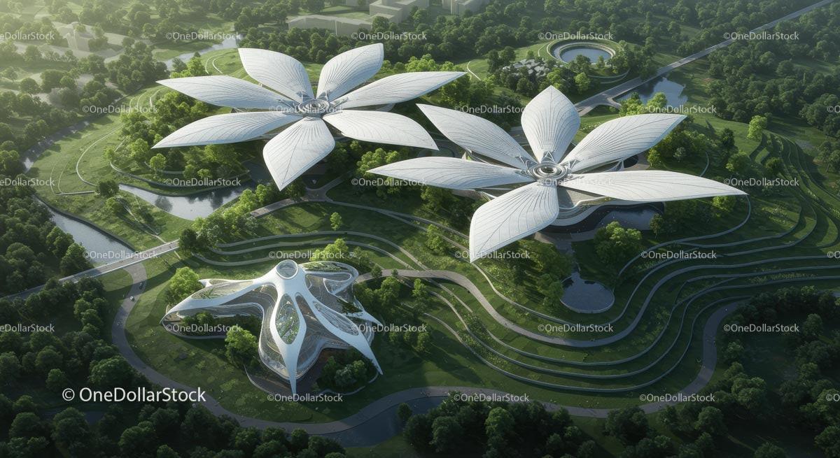 Futuristic Flower-Inspired Architecture in Green Park