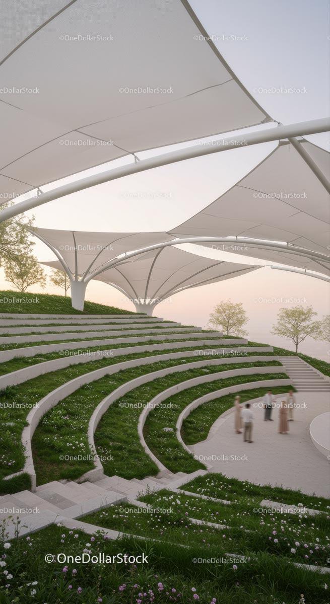 Modern Open-Air Amphitheater with White Canopy