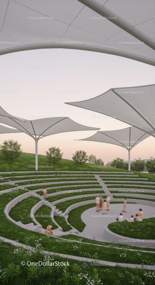 Modern Amphitheater with Canopy and Green Surroundings