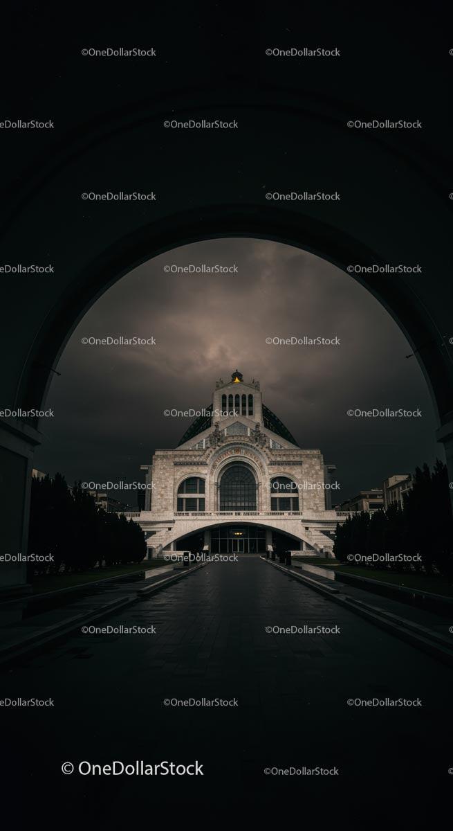 Historic Building Under Dramatic Night Sky