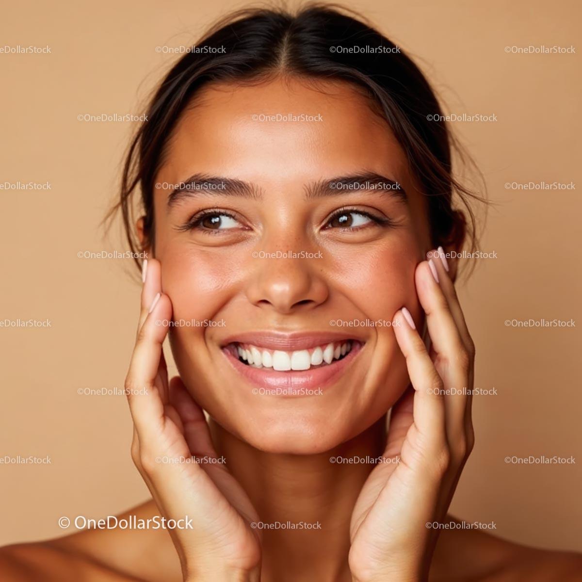 Radiant Smiling Woman with Healthy Skin