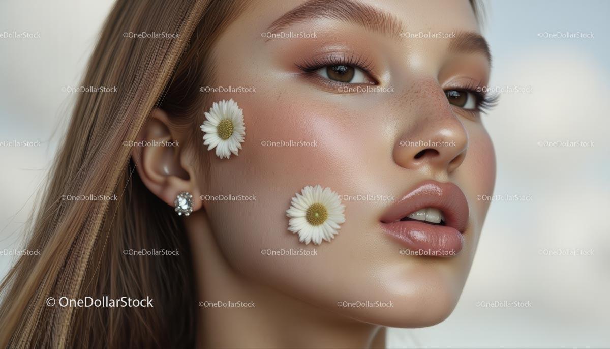 Elegant Portrait with Daisies and Natural Beauty