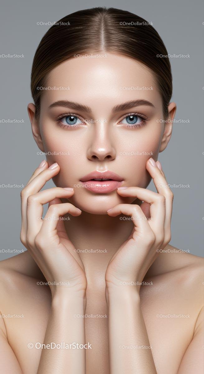 Close-Up Portrait of a Woman with Flawless Skin