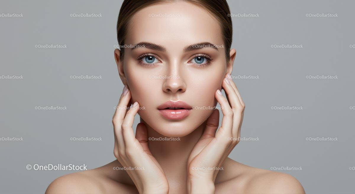 Elegant Beauty Portrait with Flawless Skin and Natural Makeup