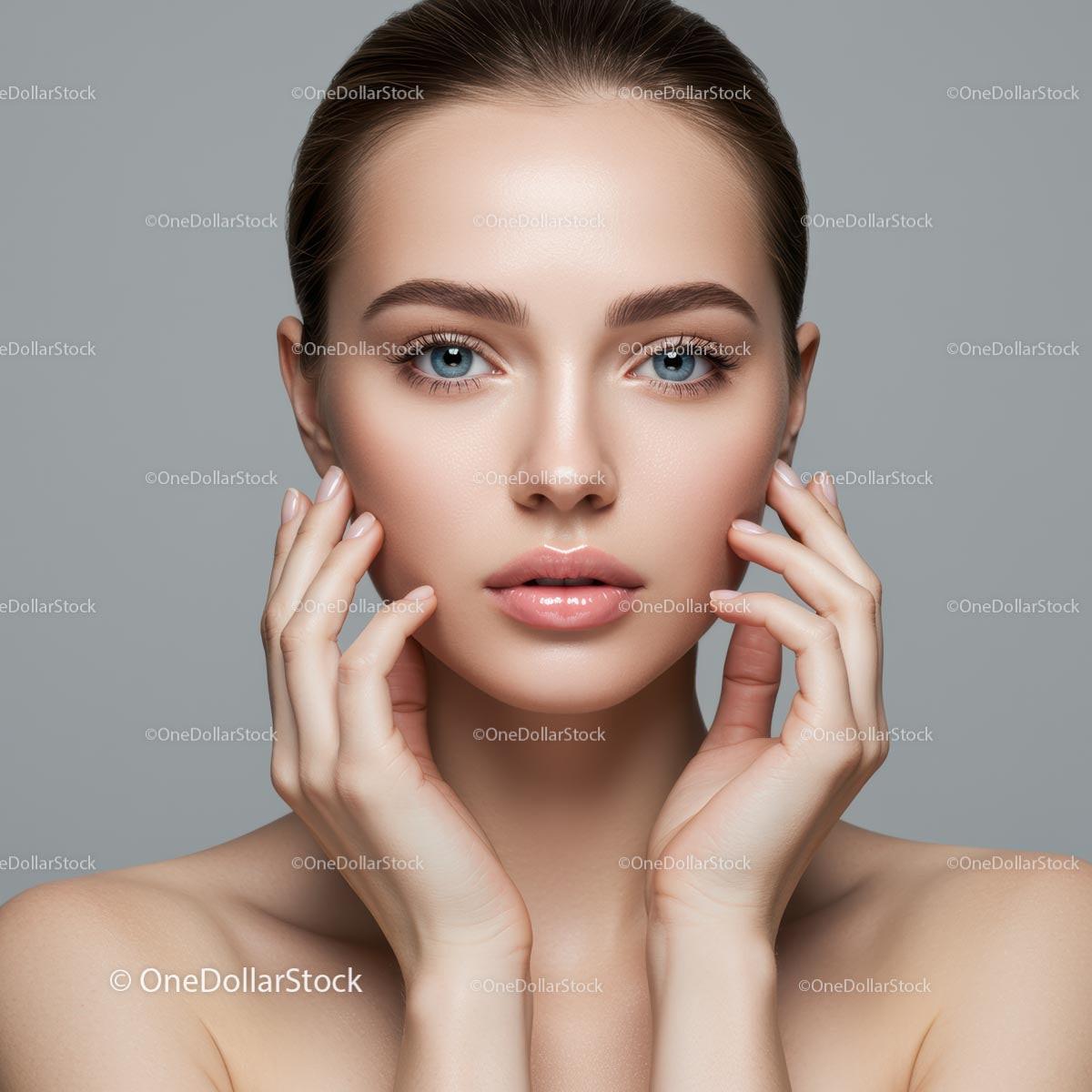 Elegant Portrait of a Young Woman with Flawless Skin