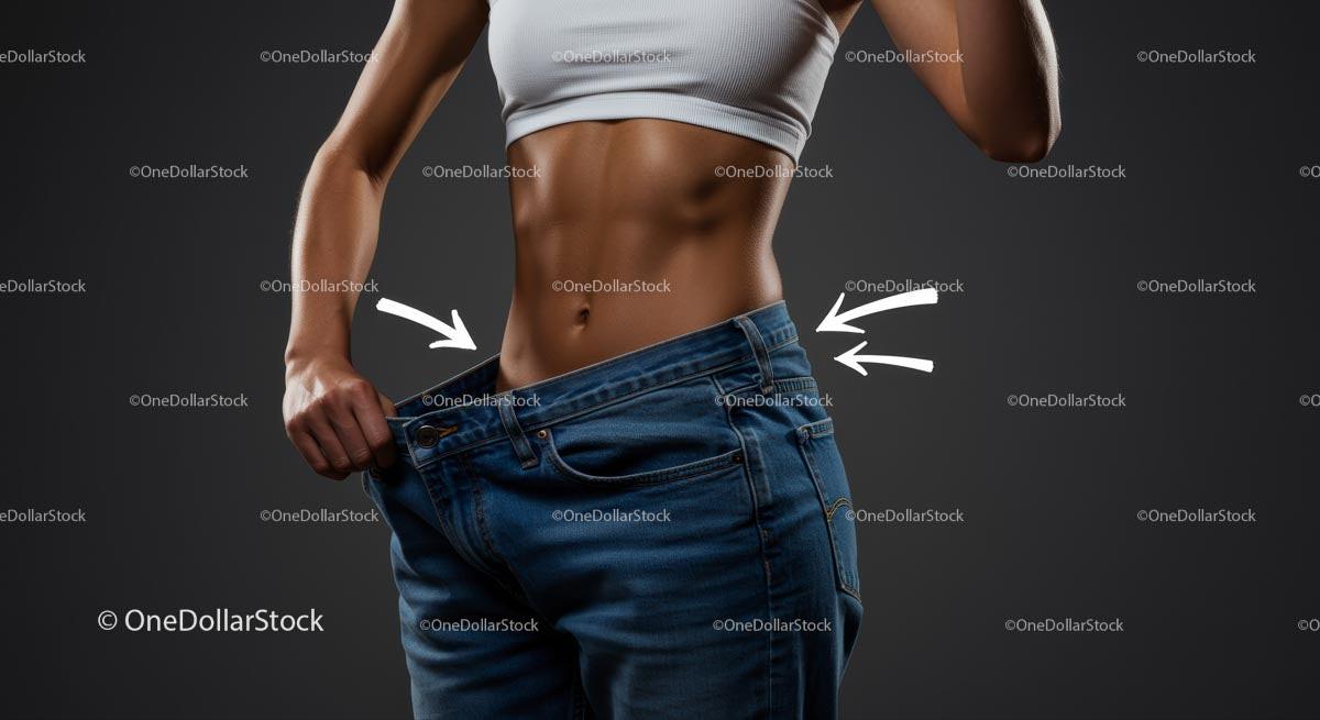 Fitness Transformation with Loose Blue Jeans