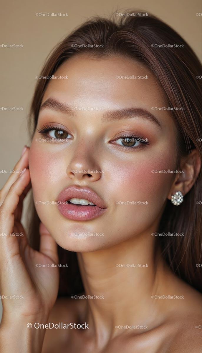 Elegant Portrait of Woman with Natural Makeup
