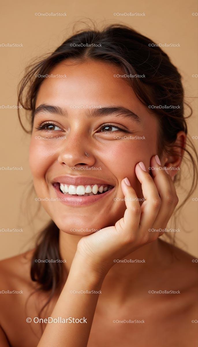 Smiling Woman with Radiant Smile and Healthy Skin