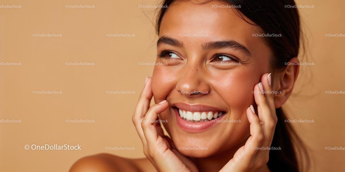 Joyful Woman with Radiant Smile and Natural Beauty