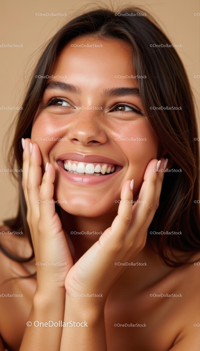 Joyful Woman with Radiant Smile and Natural Beauty