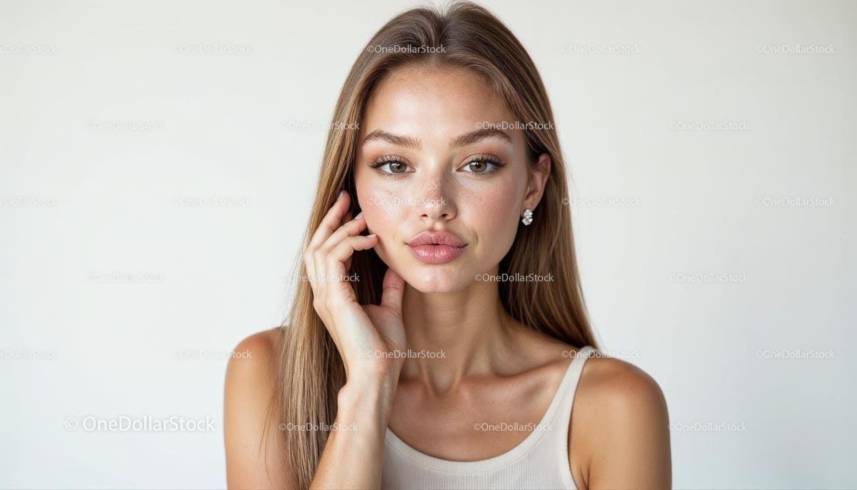 Elegant Woman with Blonde Hair and Subtle Jewelry