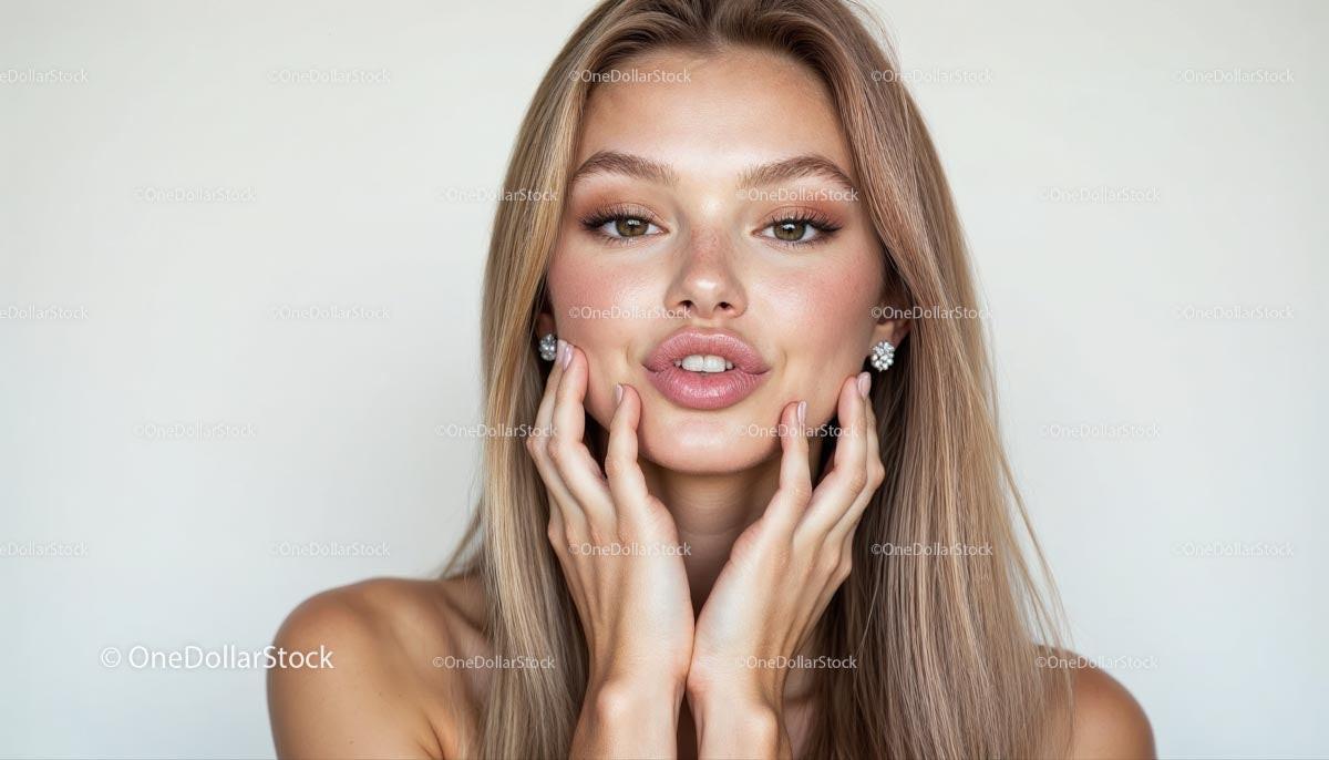 Portrait of a Stunning Blonde Woman with Natural Beauty