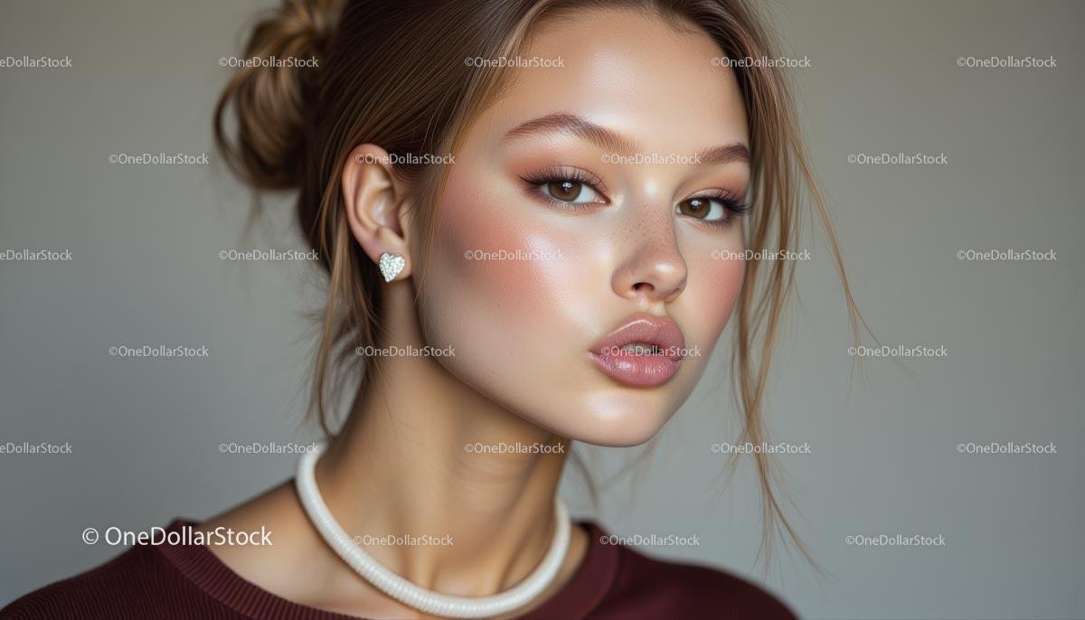 Elegant Portrait of a Young Woman with Stylish Earrings