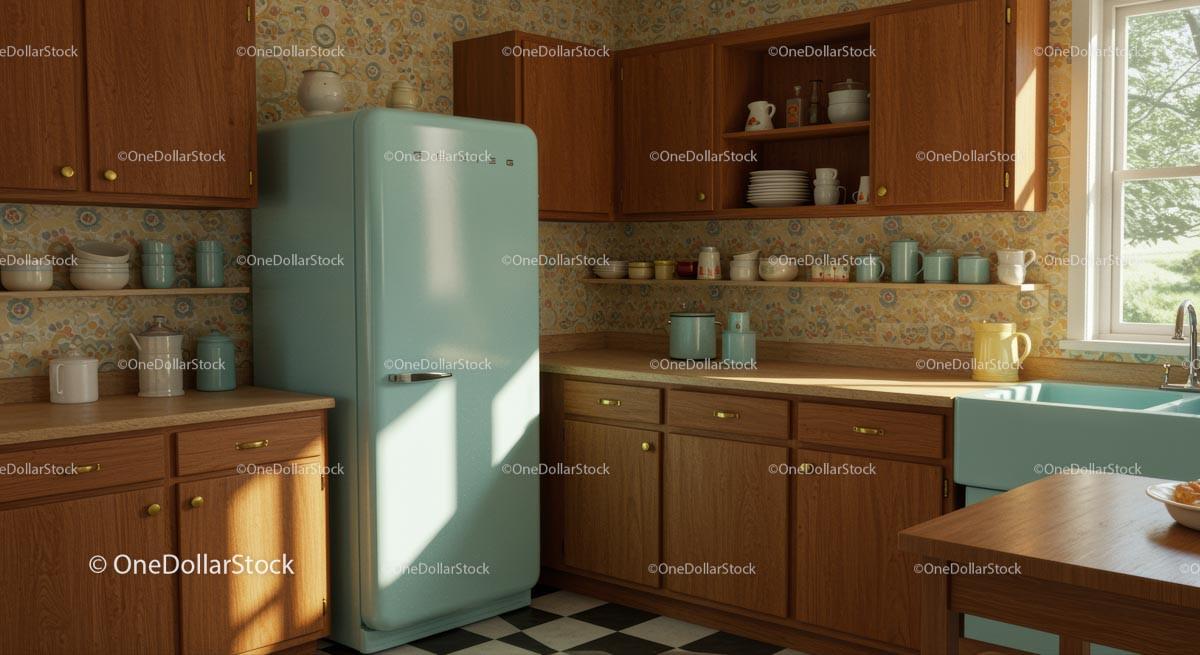 Charming Retro Kitchen with Pastel Appliances