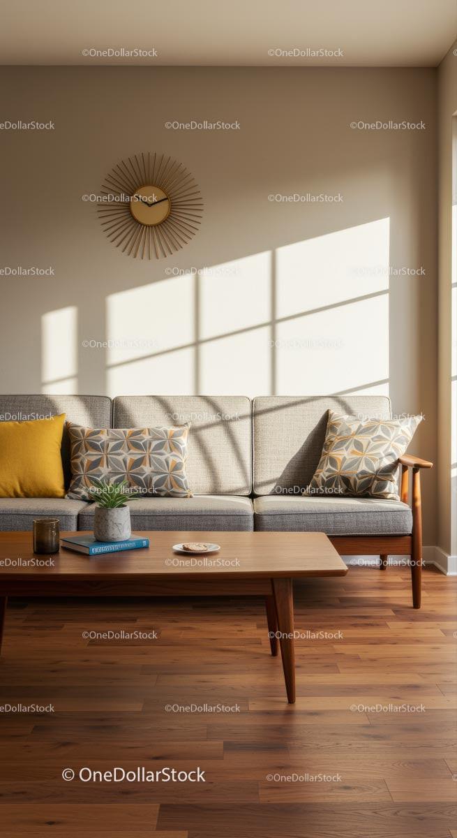 Mid-Century Modern Living Room with Cozy Decor