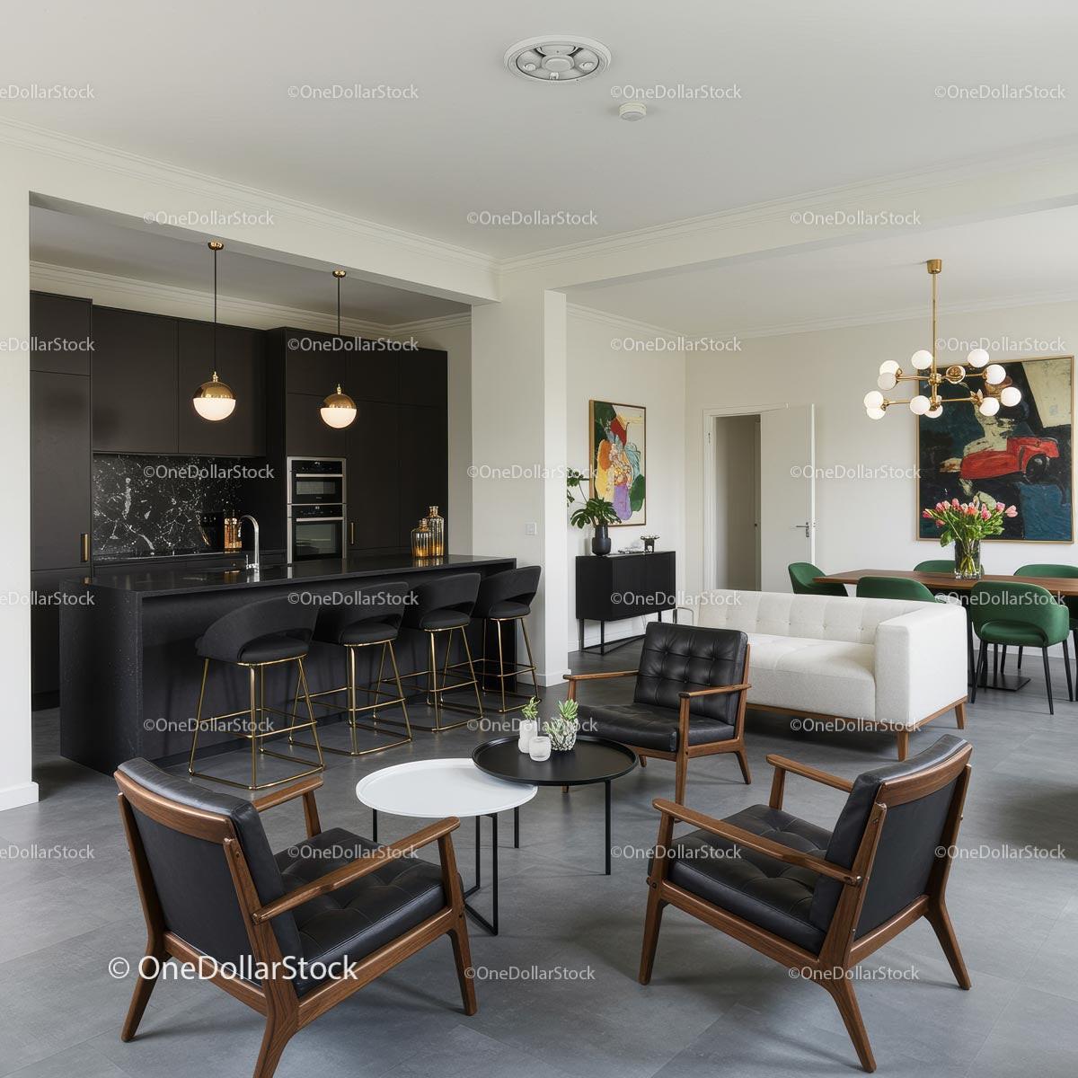 Contemporary Open Plan Living Room with Elegant Decor