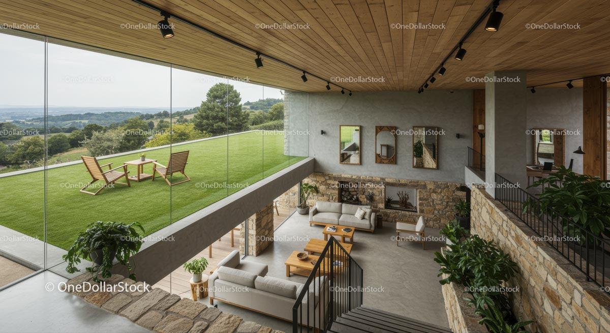 Modern Open Space with Indoor Greenery and Panoramic View