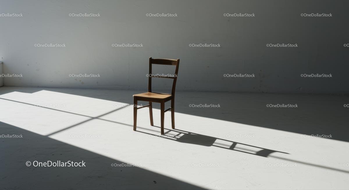 Wooden Chair in Sunlit Minimalist Room