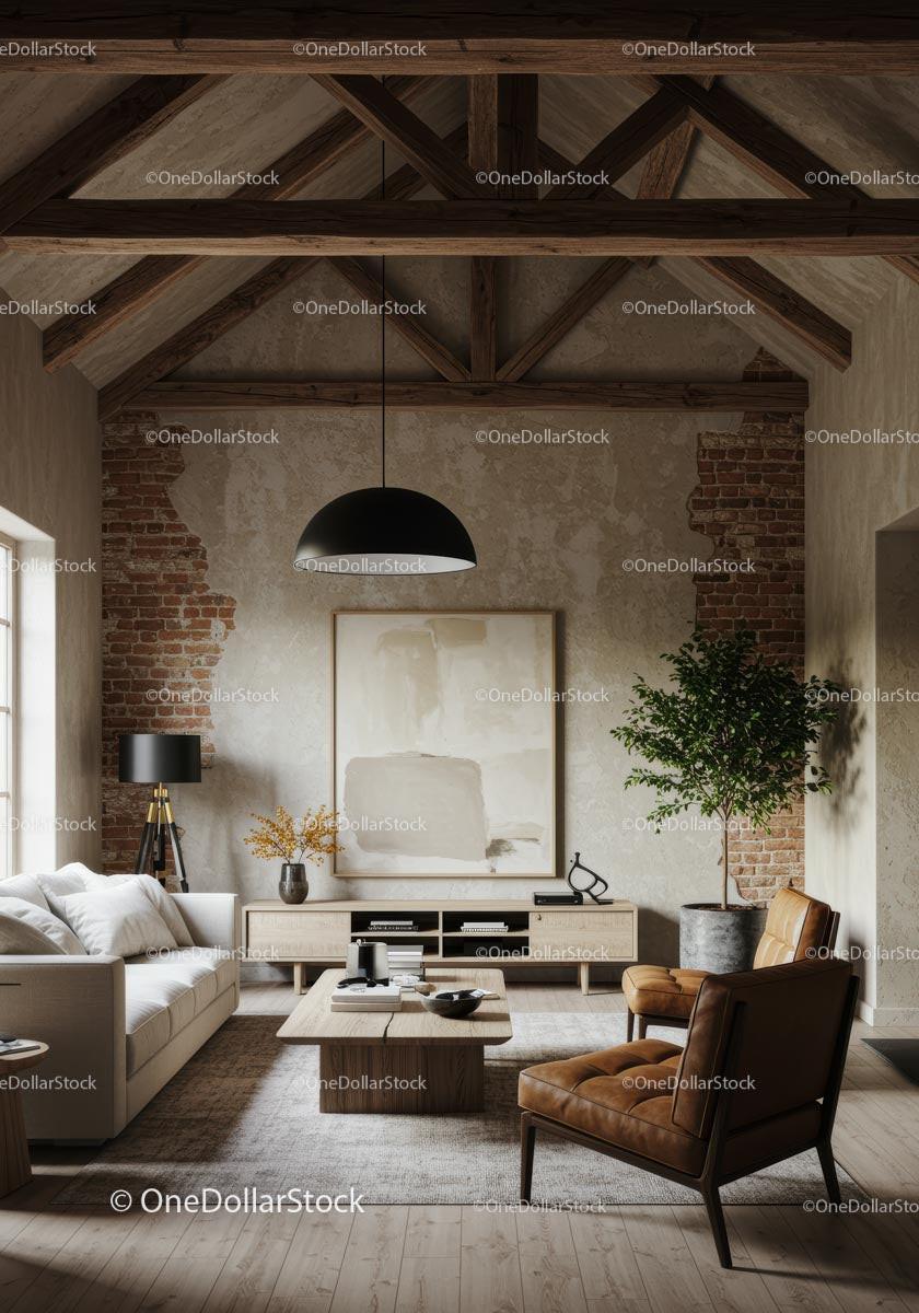 Cozy Modern Loft Living Room with Industrial Design Elements