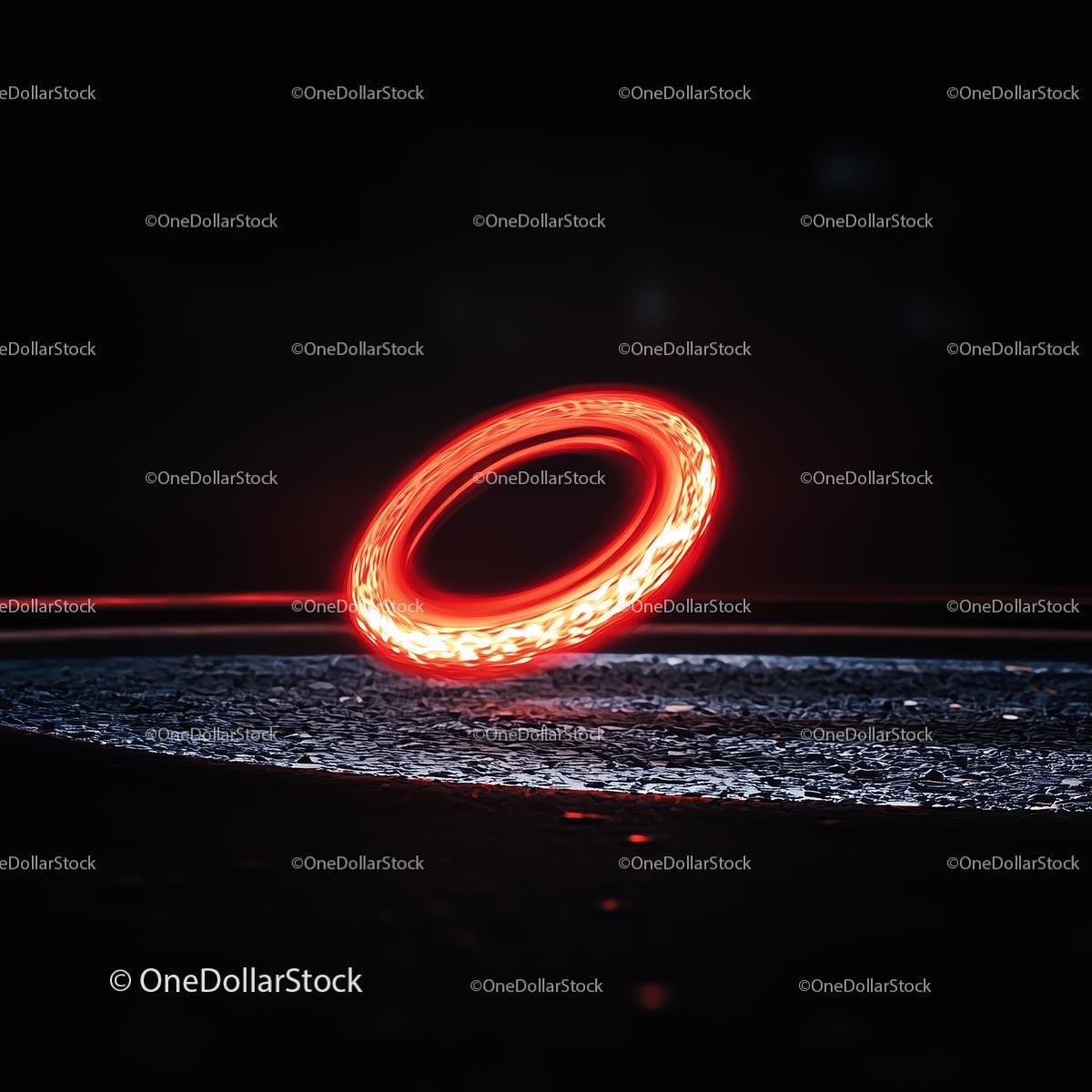Glowing Red Light Ring on Dark Surface
