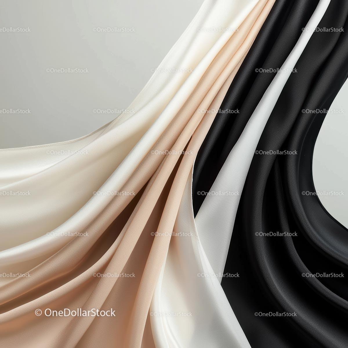 Elegant Drapery with Black and Beige Silk Fabric