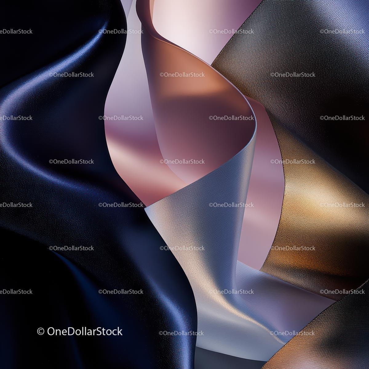 Abstract Flowing Curves in Luxurious Satin Fabric