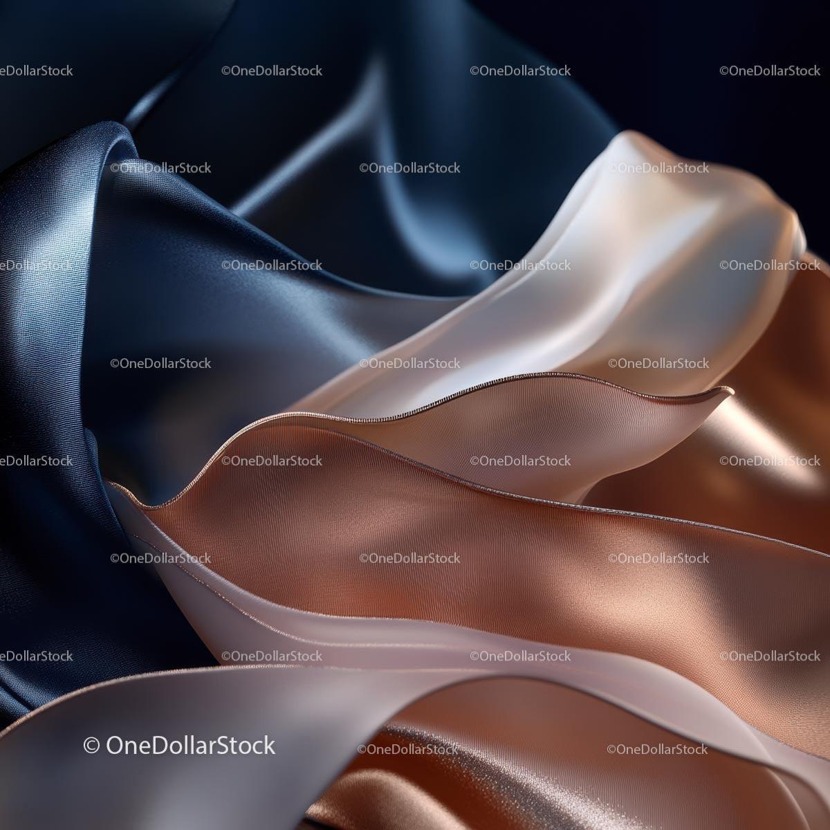Elegant Blue and Copper Silky Waves with Metallic Shine