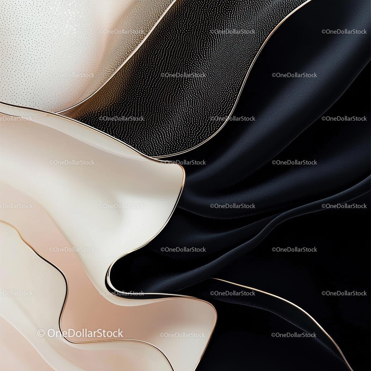 Elegant Black and White Silk Waves in Minimalist Design
