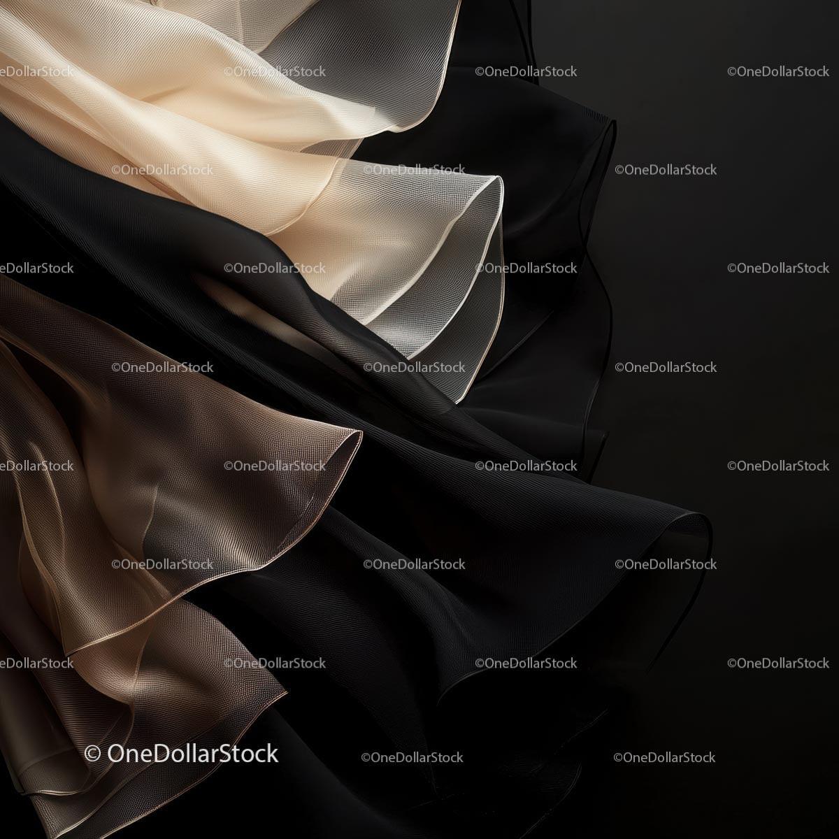 Elegant Layers of Black and Beige Chiffon Fabric