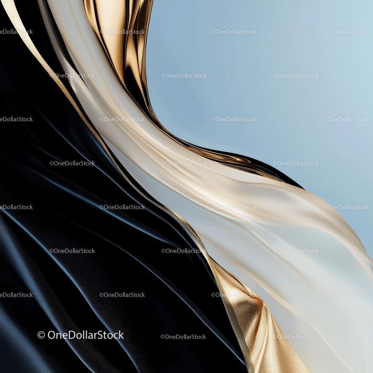 Luxury Flowing Fabric with Gold and Black Accents