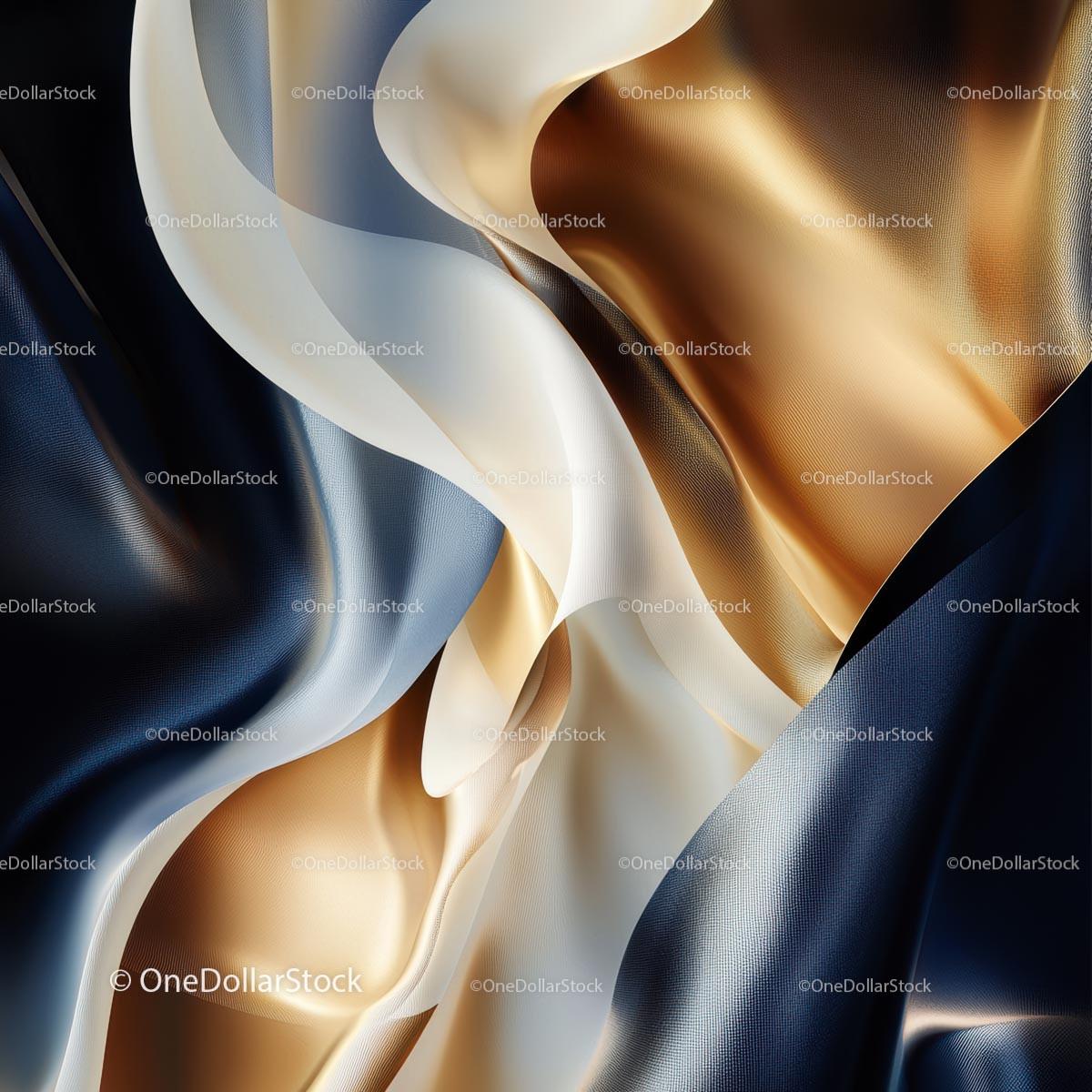 Elegant Flowing Fabric with Gold and Blue Tones
