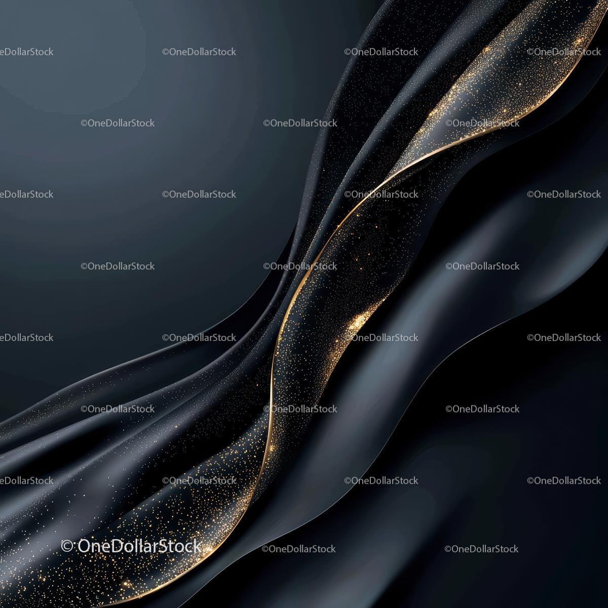 Elegant Black and Gold Abstract Wave Design