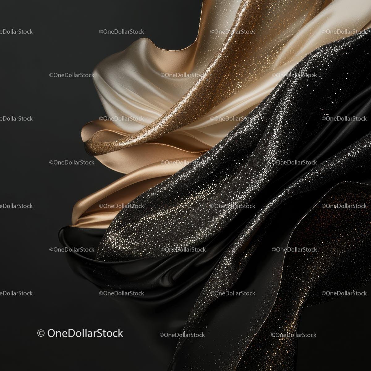Luxurious Gold and Black Shimmering Fabric Texture