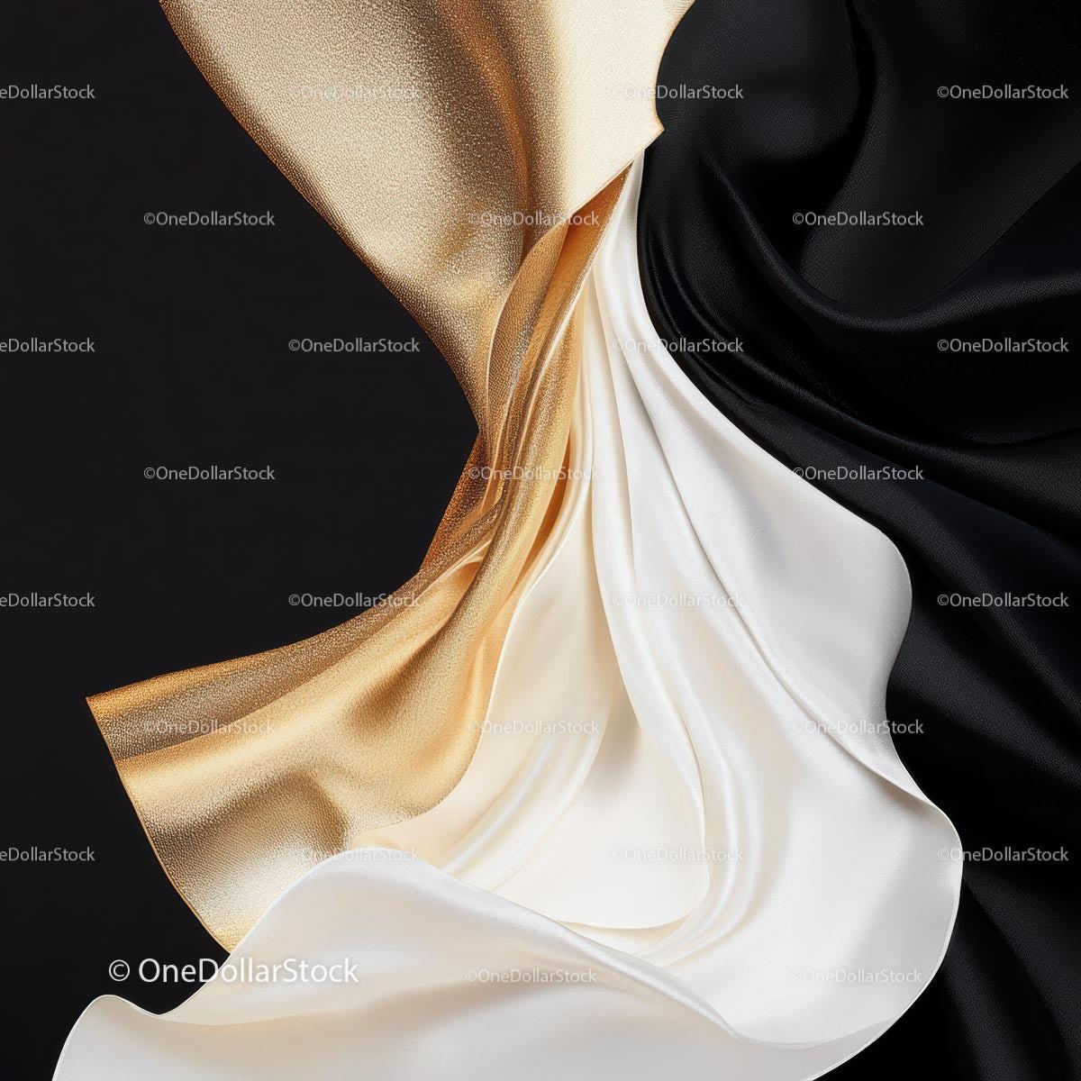 Luxurious Gold and Black Draped Silky Fabrics