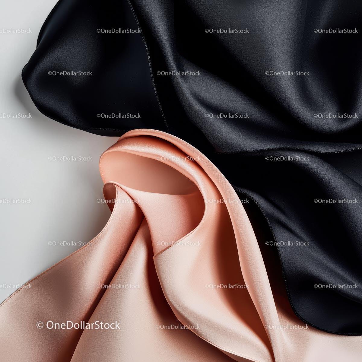 Luxurious Black and Pink Satin Fabric Drapery