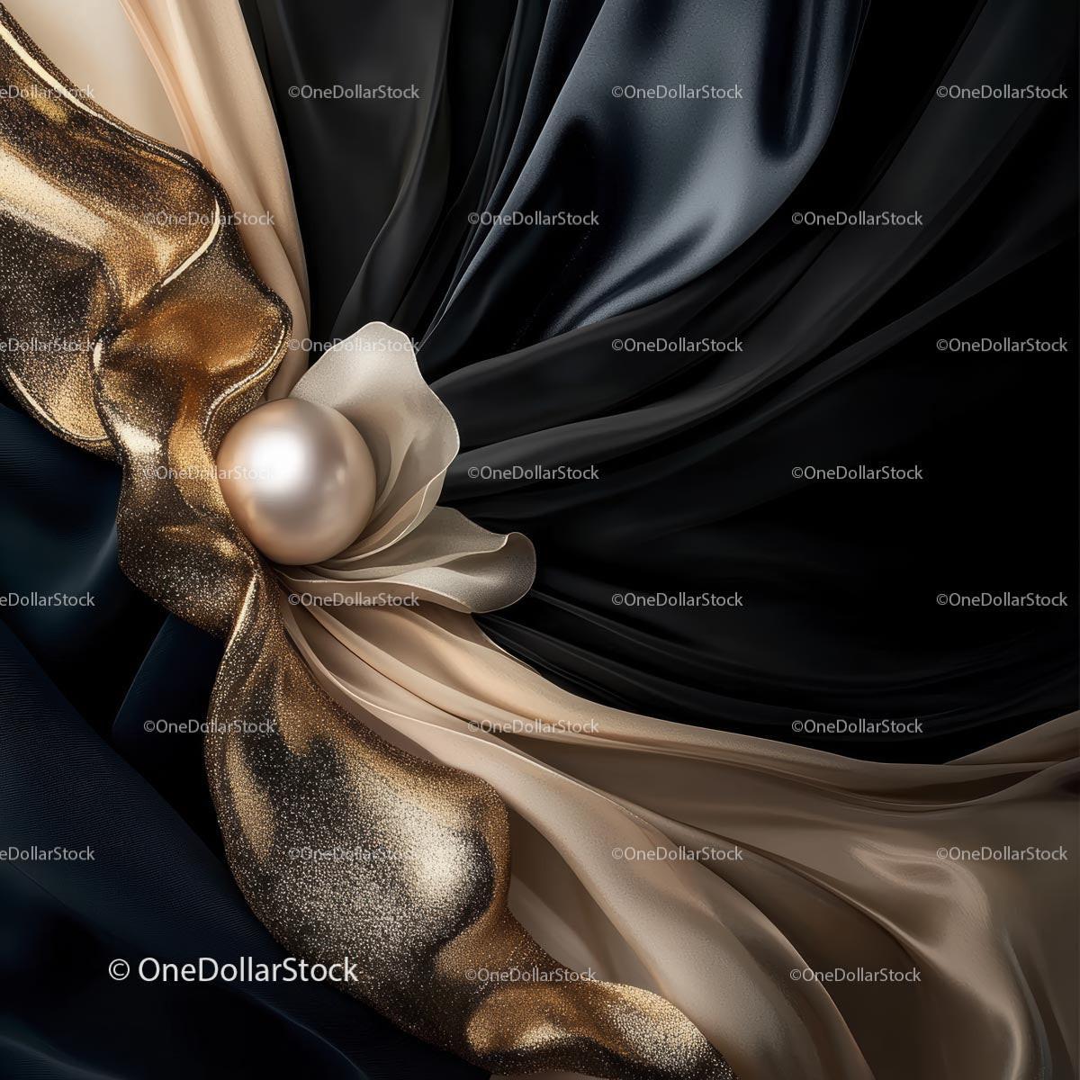 Elegant Black and Gold Silk with Pearl Accents