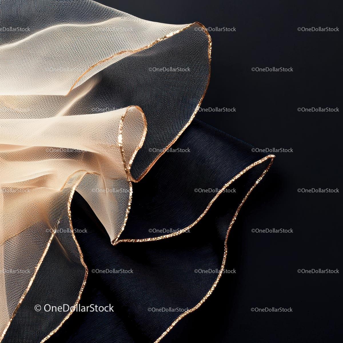 Elegant Black and Beige Fabric with Golden Trim