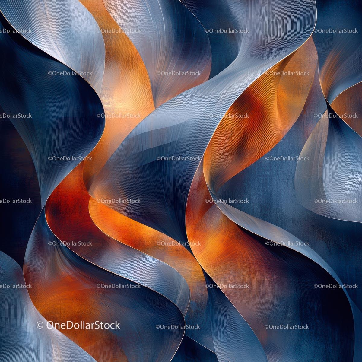 Abstract Flowing Shapes With Orange and Blue Accents