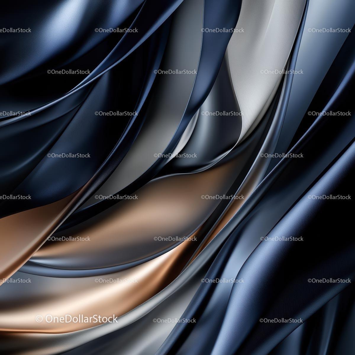 Abstract Flowing Fabric with Metallic Wave Patterns