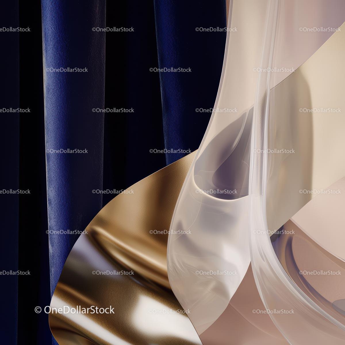 Luxurious Abstract Art with Blue Velvet and Gold Accents