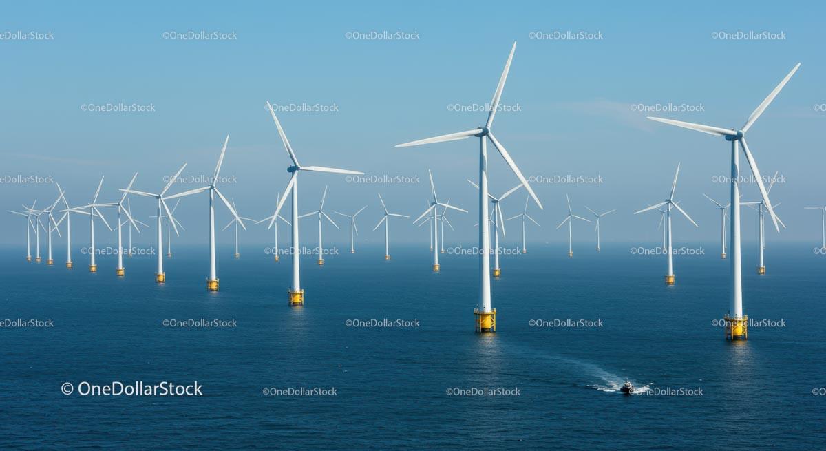 Offshore Wind Farm with Multiple Turbines in Ocean 25 JPG Files digital asset preview
