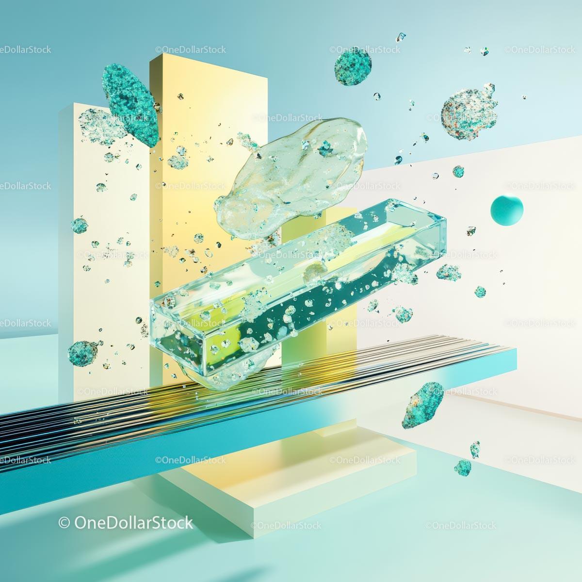 Abstract Geometric Art with Floating Glass Elements