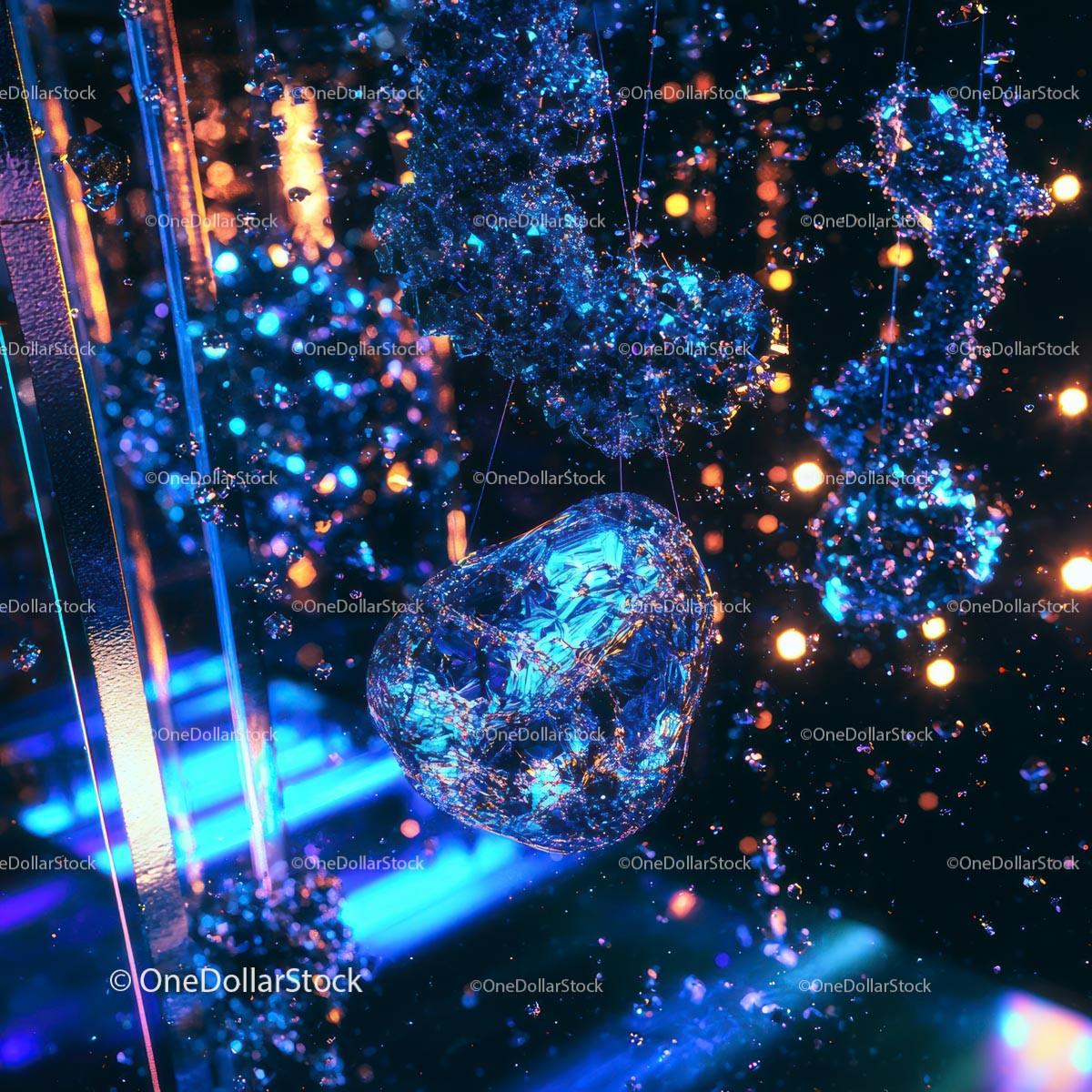 Abstract Composition with Glittering Blue Crystal Art