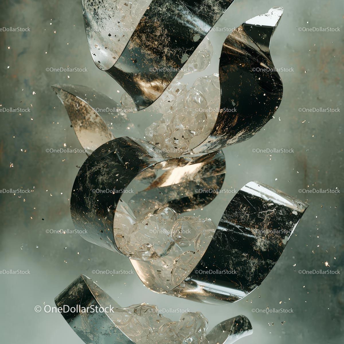 Abstract Metallic Sculpture with Reflective Surfaces