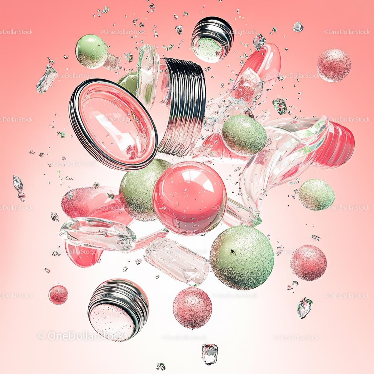 Abstract Floating Spheres with Glass Effect